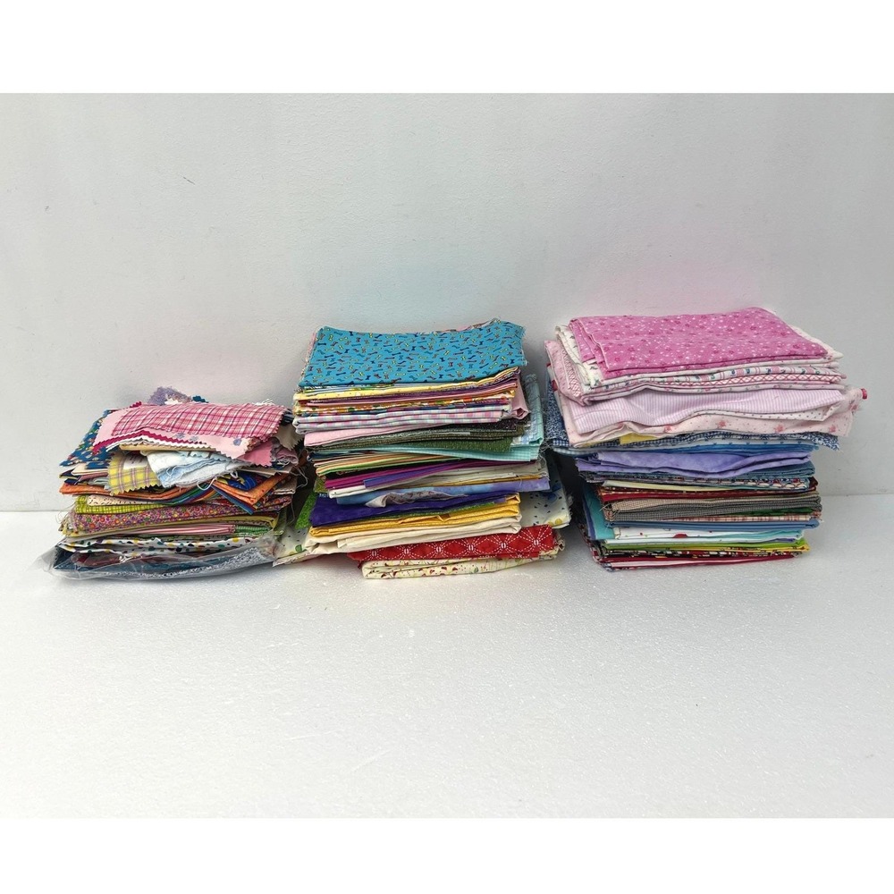17lb Fabric Scrap Lot Quilting Cotton Vintage Modern Floral Remnants Fat Quarter